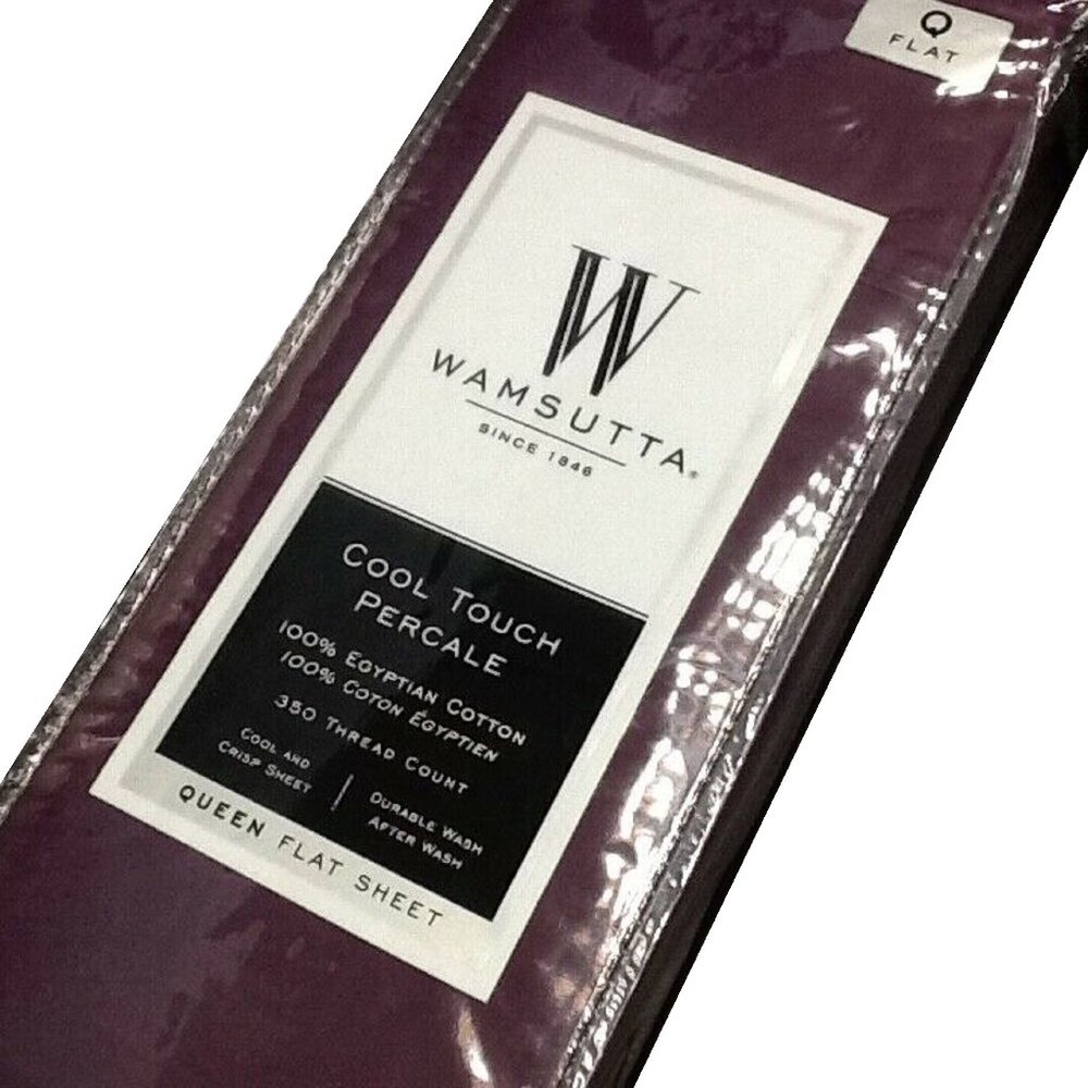 Oversize PURPLE Wamsutta Cool Percale 350 TC Egyptian Cotton QUEEN Flat Sheet